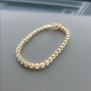 Neiman Marcus 18k Gold Plated Opal Created Tennis Bracelet